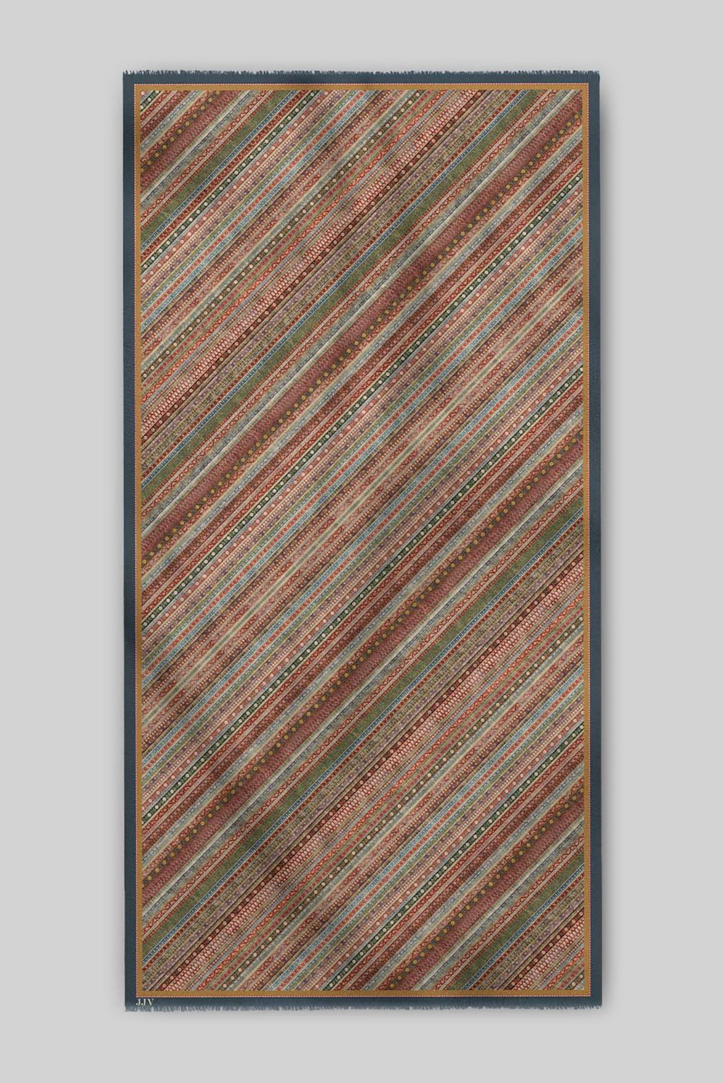 Blue - Multi Hued Striped Printed Shawl