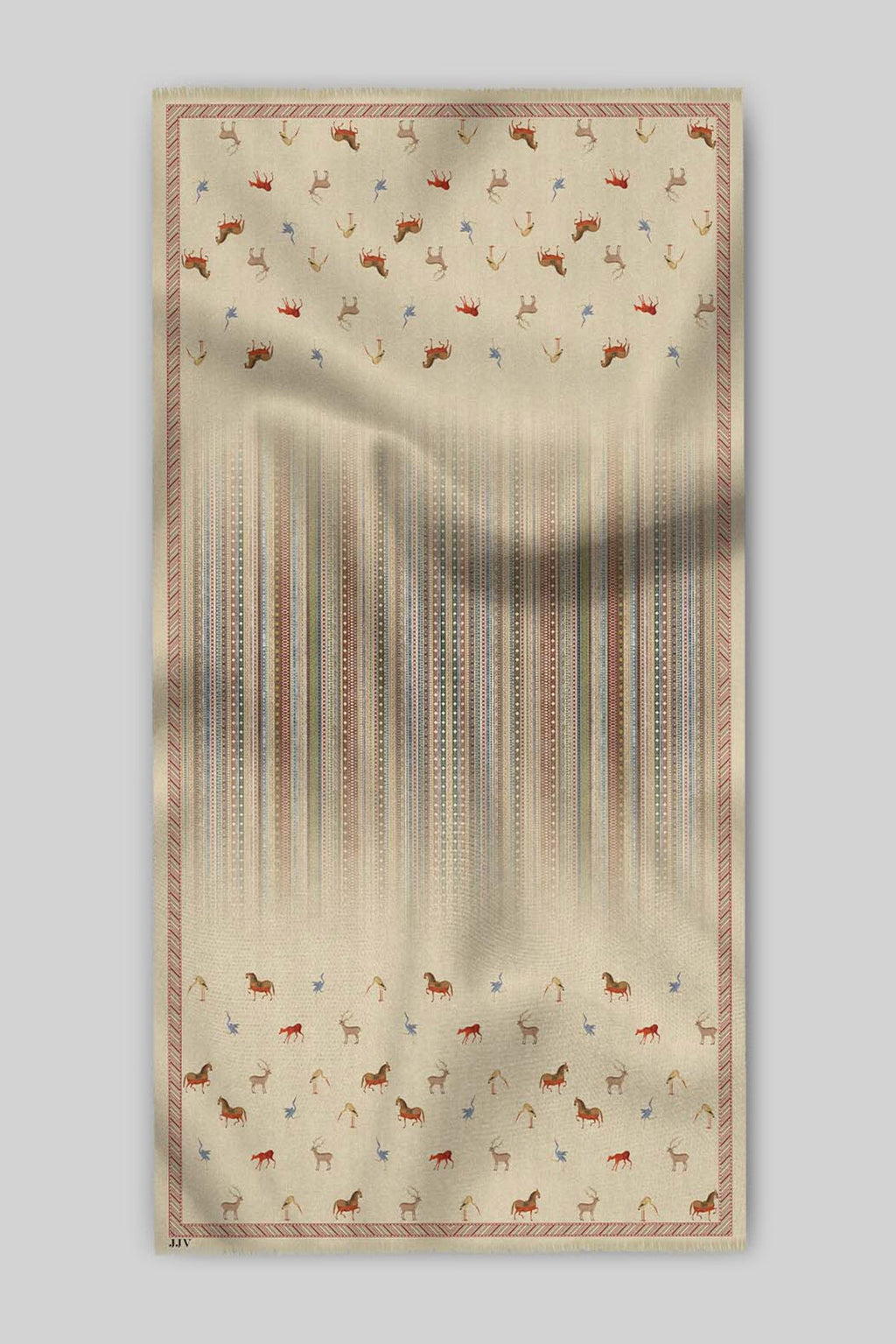 Crème Ivory  - Multi Hued Ombre Printed Shawl