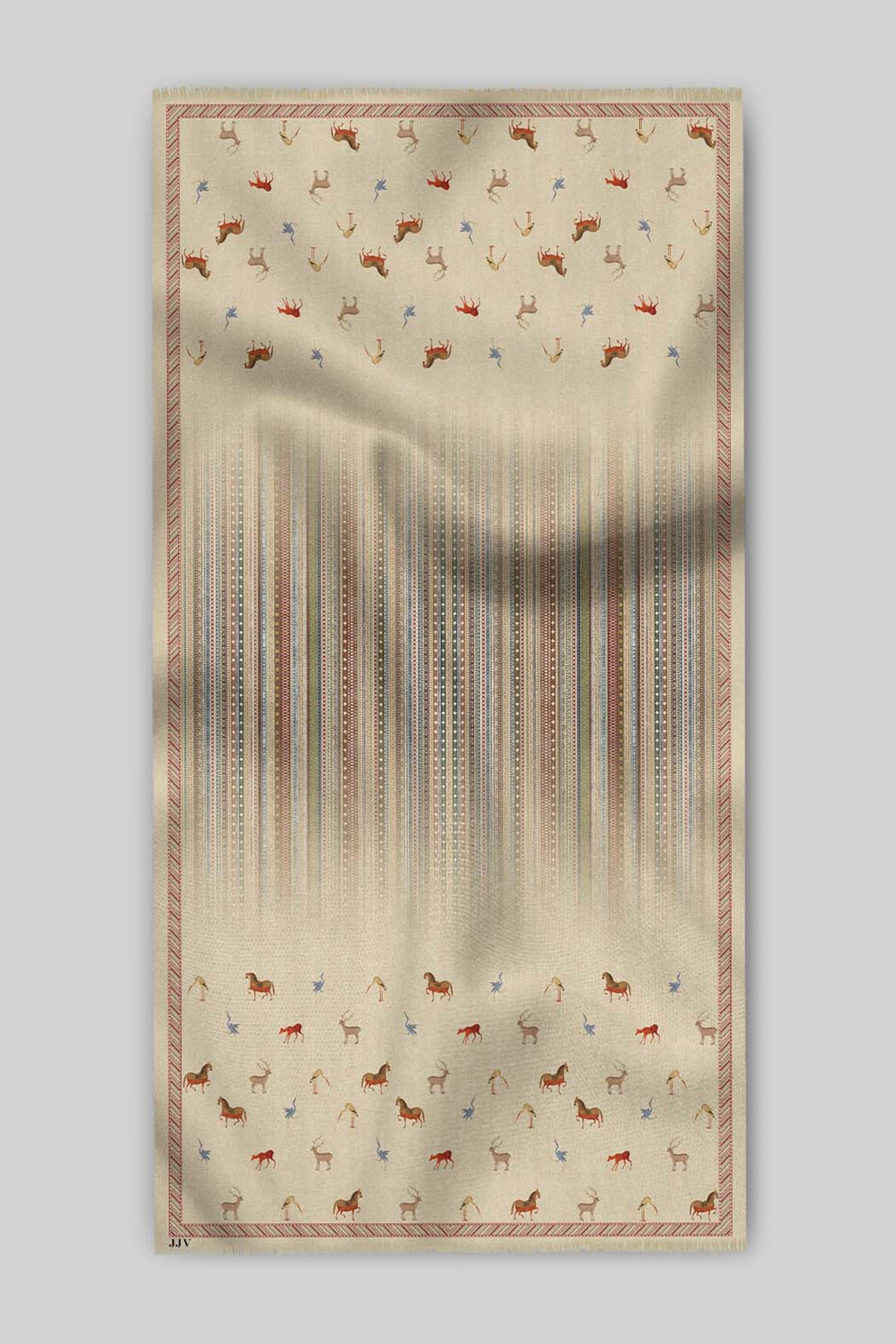 Crème Ivory  - Multi Hued Ombre Printed Shawl