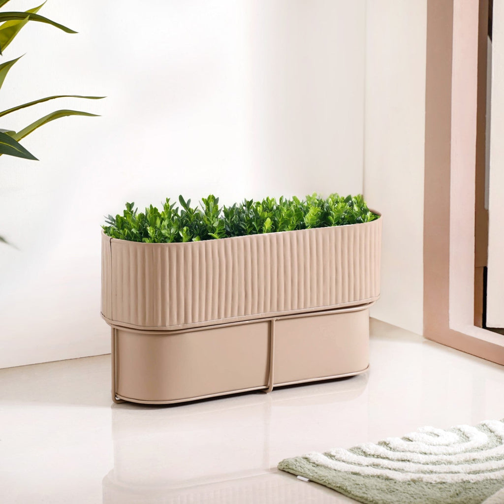Balcony Box Planter With Stand Taupe
