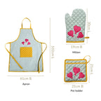 Balloon Heart Apron With Mitten And Pot Holder