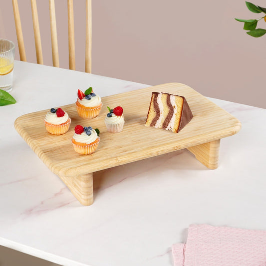 Bamboo Pedestal Serving Platter 13 Inch