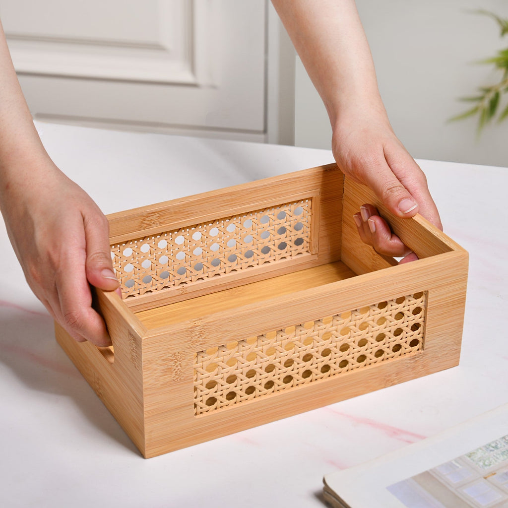 Bamboo Wood Decorative Weave Storage Basket