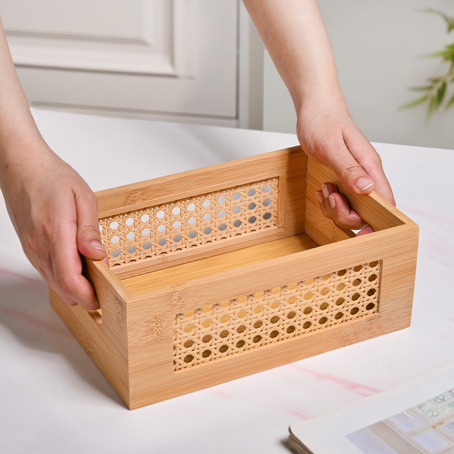 Bamboo Wood Decorative Weave Storage Basket