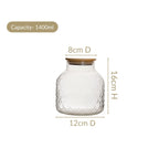 Diamond Glass Storage Jars with Bamboo Lid Set of 2 1400ml