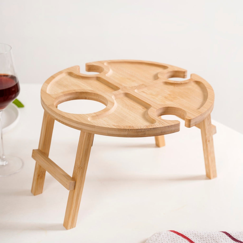 Bamboo Wine Glass Holder Snack Tray