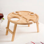 Bamboo Wine Glass Holder Snack Tray