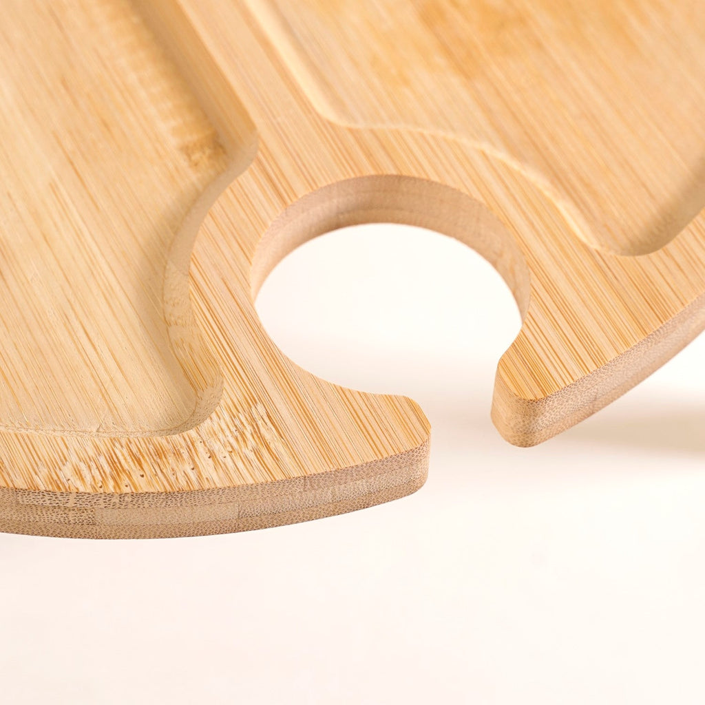 Bamboo Wine Glass Holder Snack Tray