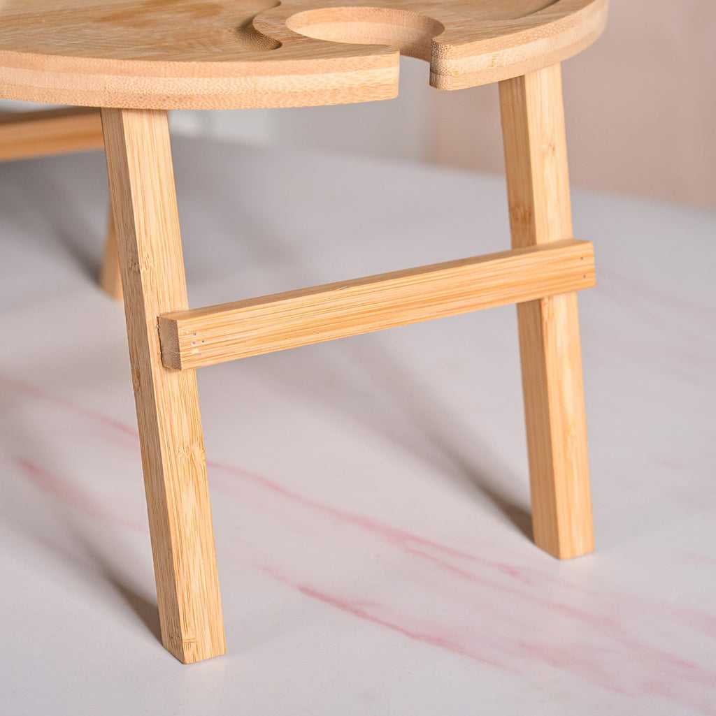 Bamboo Wine Glass Holder Snack Tray