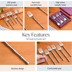 Bamboo Inspired Stainless Steel Fork Set Of 6