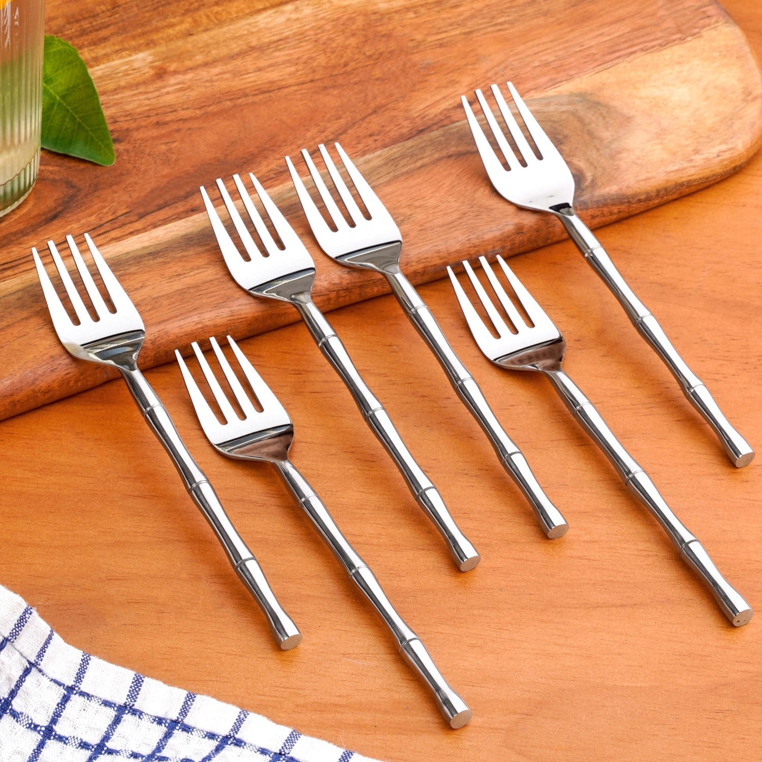 Bamboo Inspired Stainless Steel Fork Set Of 6