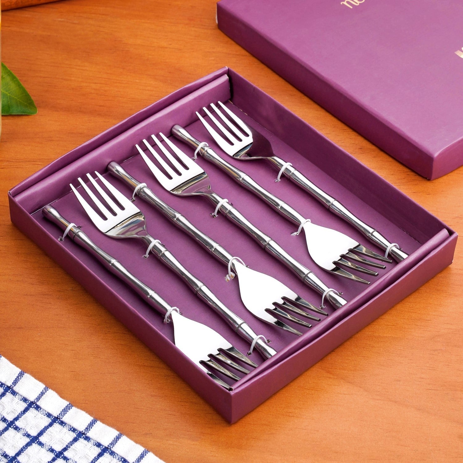 Bamboo Inspired Stainless Steel Fork Set Of 6
