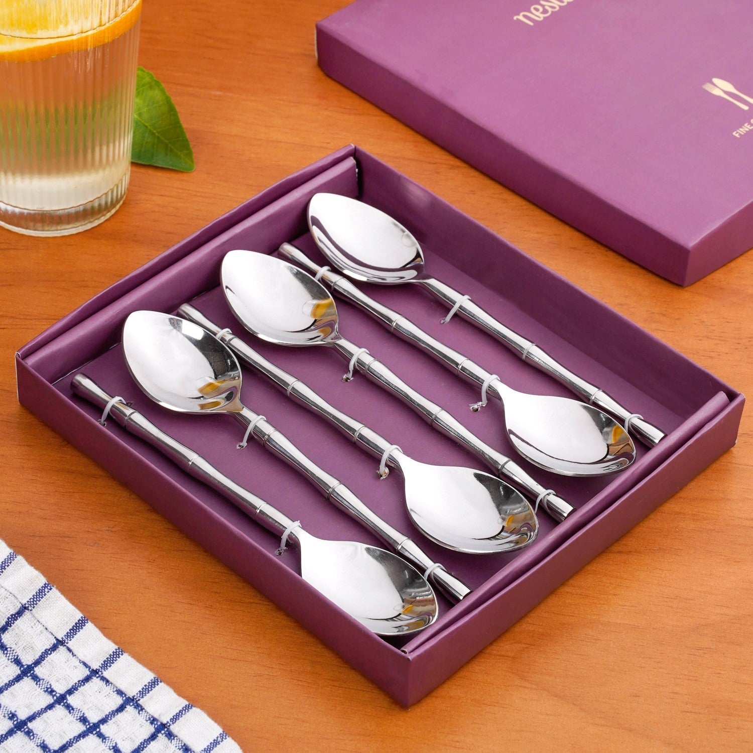 Bamboo Inspired Stainless Steel Table Spoon Set Of 6