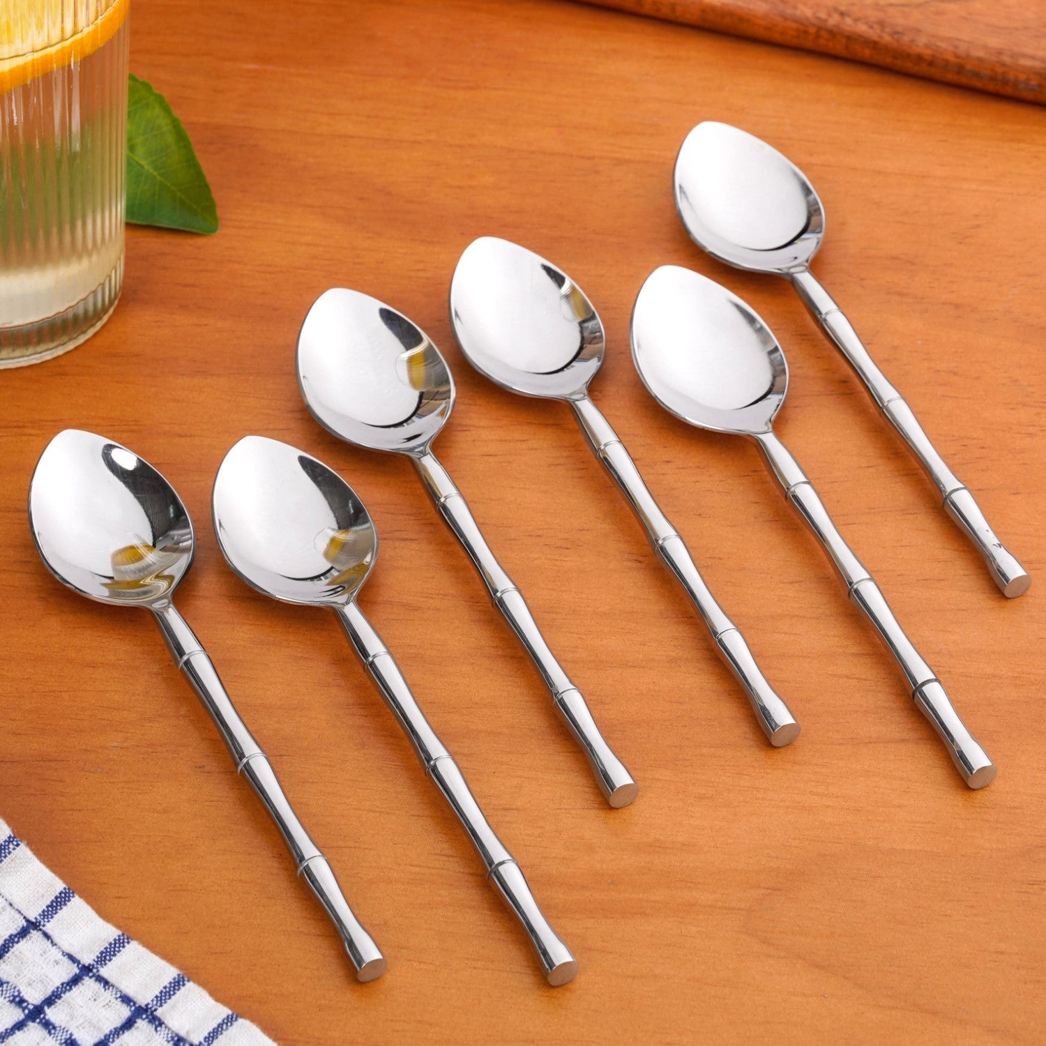 Bamboo Inspired Stainless Steel Table Spoon Set Of 6