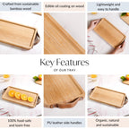 Bamboo Tray With Leather Handles 12inch