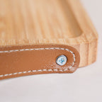 Bamboo Tray With Leather Handles 12inch