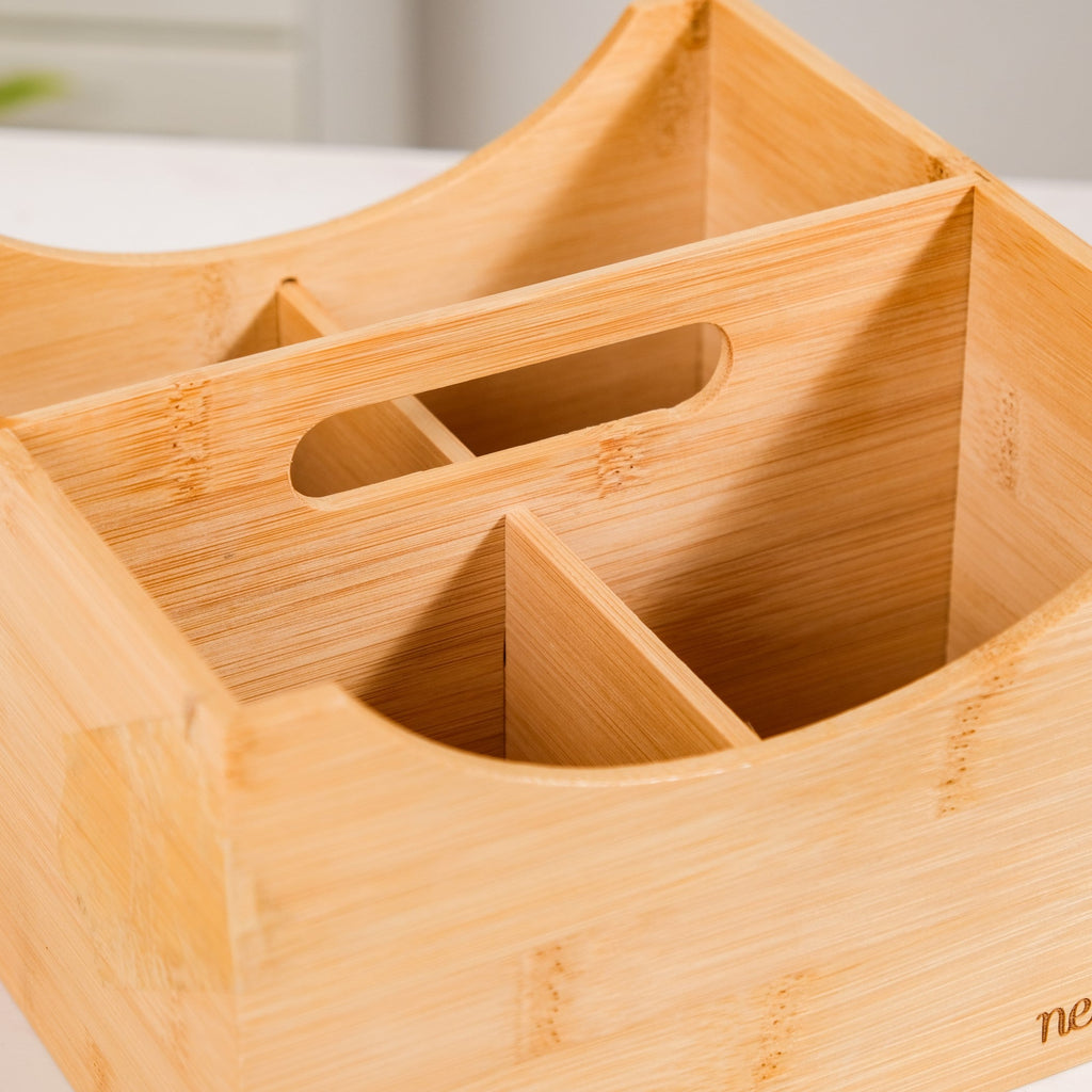 Bamboo Cutlery Caddy With Handle