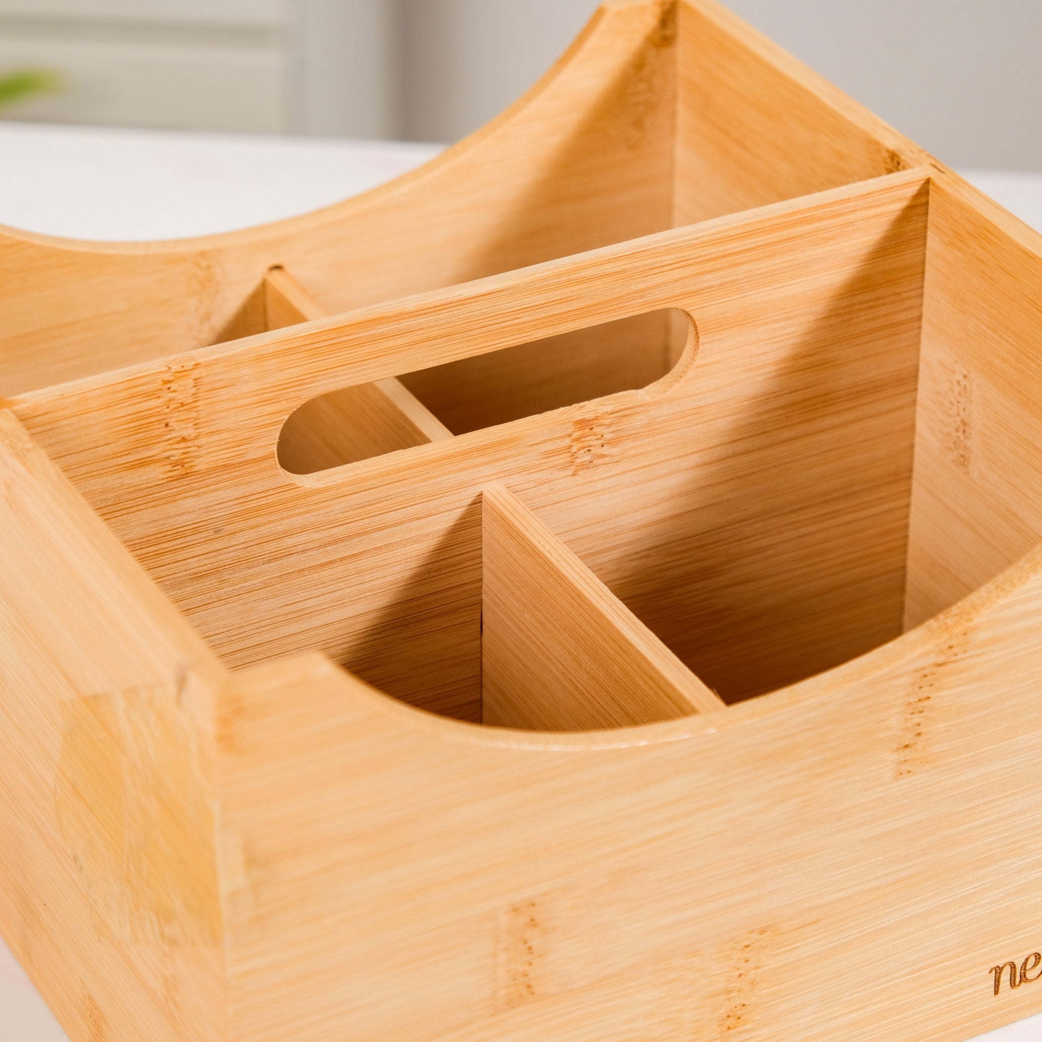 Bamboo Cutlery Caddy With Handle