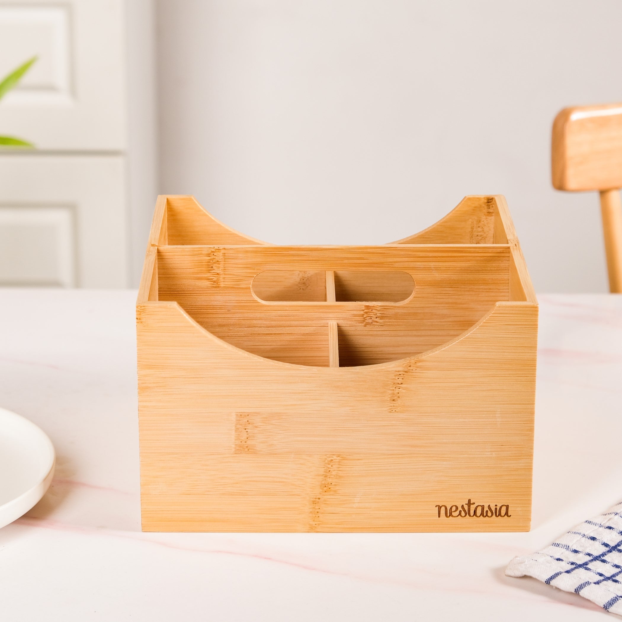 Bamboo Cutlery Caddy With Handle