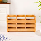 Bamboo Wood Cutlery Holder With 3 Sections