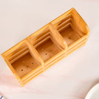 Bamboo Wood Cutlery Holder With 3 Sections