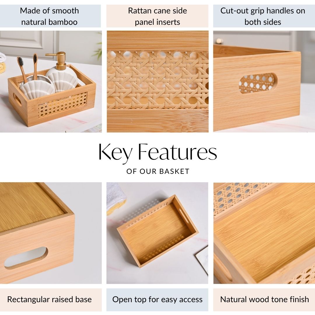 Bamboo Wood Decorative Weave Storage Basket