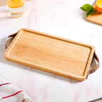 Bamboo Tray With Leather Handles 12inch