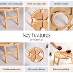 Bamboo Wine Glass Holder Snack Tray