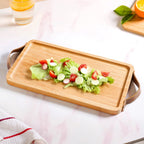 Bamboo Tray With Leather Handles 12inch