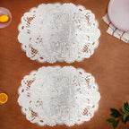 Baroque Bloom Table Mat White Silver Set Of 6