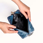 Blue Mini Barrel Bag With Chain Strap