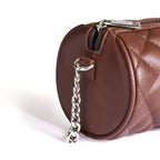 Brown Mini Barrel Bag With Sling Chain