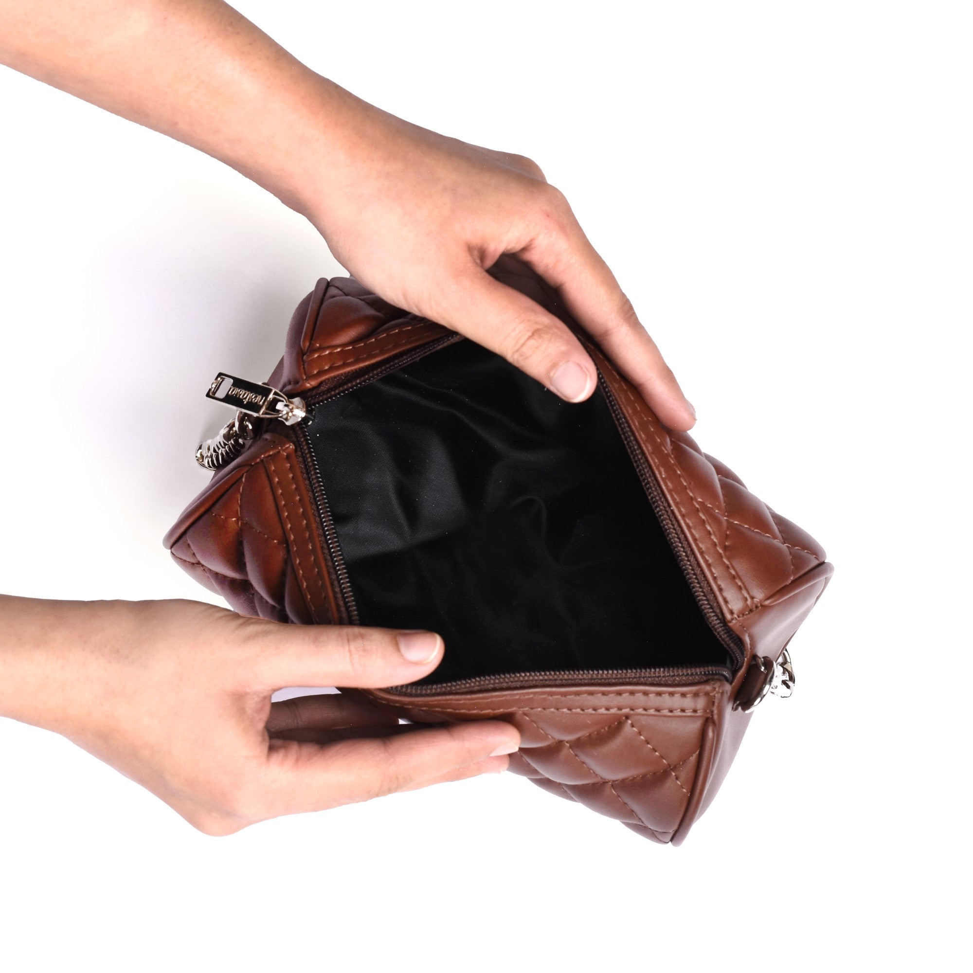 Brown Mini Barrel Bag With Sling Chain