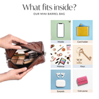 Brown Mini Barrel Bag With Sling Chain