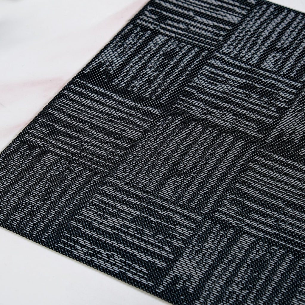 Basket Weave Black Dinner Table Mats Set Of 6