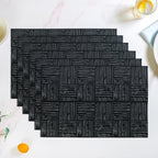 Basket Weave Black Dinner Table Mats Set Of 6