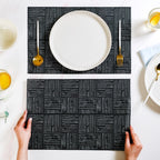 Basket Weave Black Dinner Table Mats Set Of 6