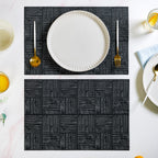 Basket Weave Black Dinner Table Mats Set Of 6
