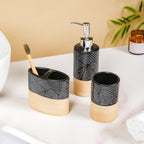 Black Beige Bathroom Accessories Set Of 3