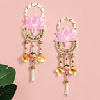 Beaded Lotus Wall Hanging Set Of 2 In Pink