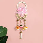 Beaded Lotus Wall Hanging Set Of 2 In Pink