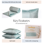 Quilted King Size Bed Cover And Pillow Case Set Of 3 Powder Blue