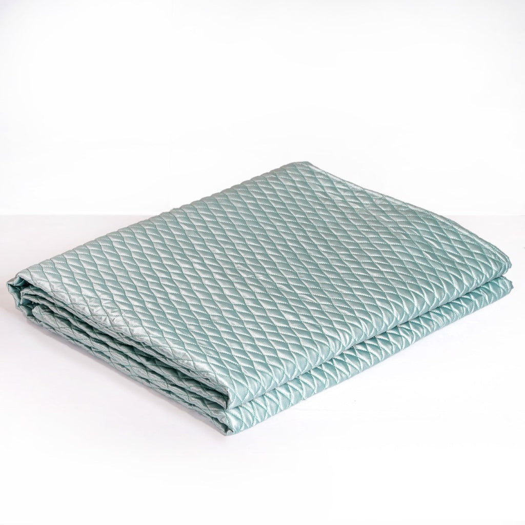 Quilted King Size Bed Cover And Pillow Case Set Of 3 Powder Blue