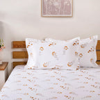 Pure Cotton 180 TC Floral Printed King Size Bedding Set Yellow 275x275 cm