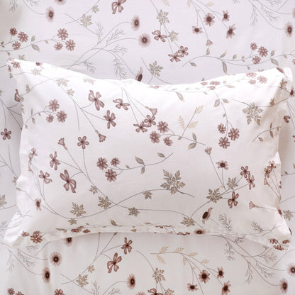 Floral Printed 180 TC Pure Soft Cotton King Size Night Bedsheet Set Taupe 275x275 cm
