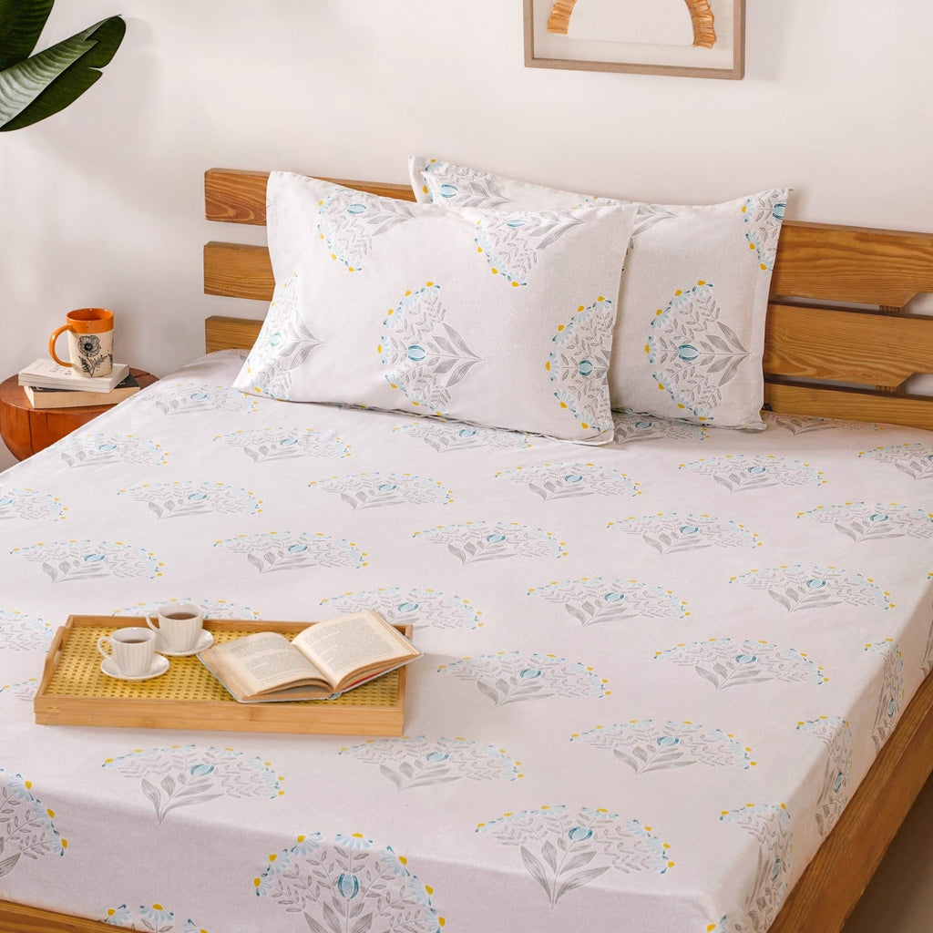 Pure Cotton Daisy Bedsheet Set 180 TC Ultra Soft King Size 275x275 cm