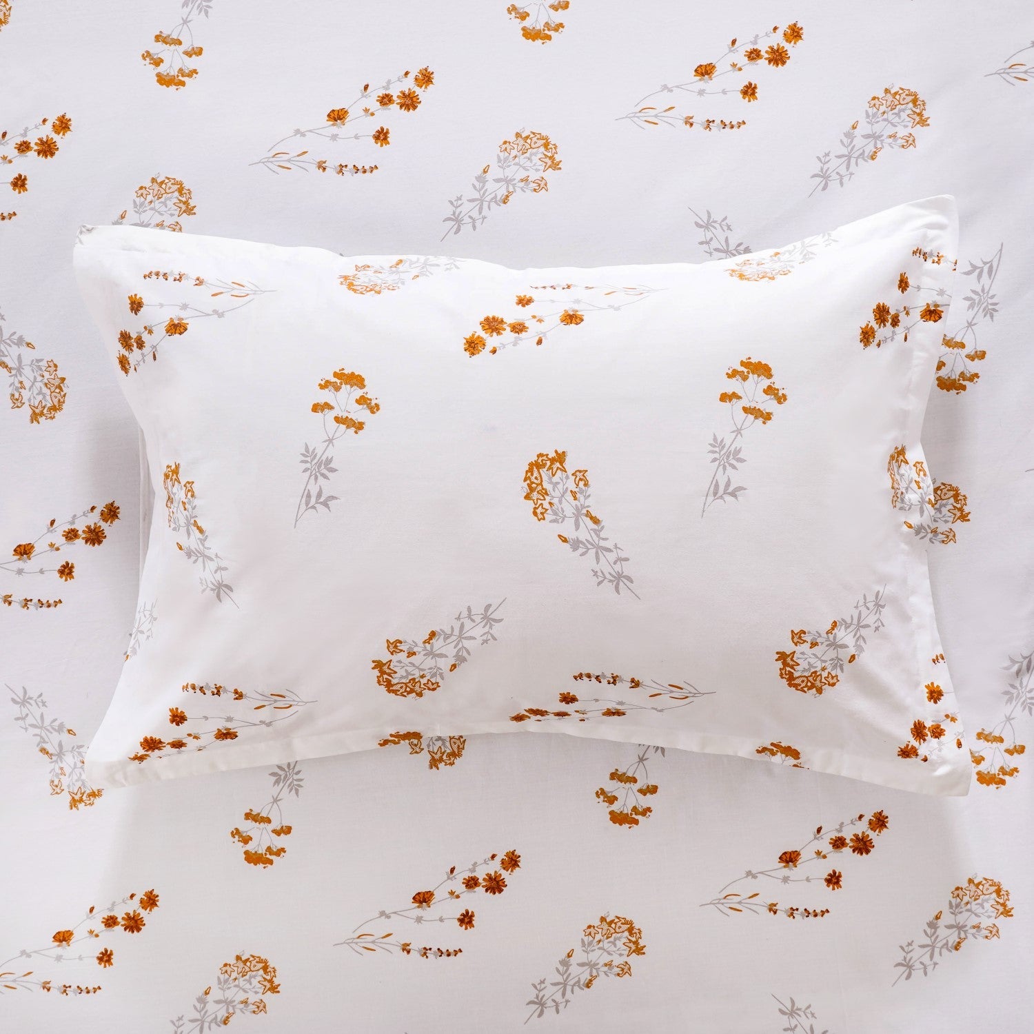 Pure Cotton 180 TC Floral Printed King Size Bedding Set Yellow 275x275 cm