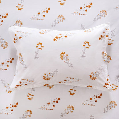 Pure Cotton 180 TC Floral Printed King Size Bedding Set Yellow 275x275 cm