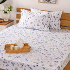 Pure Cotton 180 TC Printed Bedsheet And Pillowcase Set King Size Blue 275x275 cm