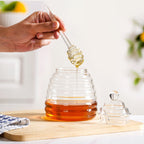 Beehive Glass Honey Jar With Dipper And Lid 480ml